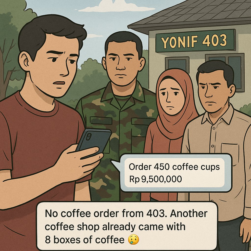 merapi_uncover's tweet photo. Hallo Min, mau cerita. Aku adalah owner Run Coffee and Eatery Jakal KM 13. Tadi siang dapet chat yg ngaku dari Yonif 403 Kentungan untuk order 450 cup coffee senilai 9.5juta di cafe kita, karena ragu mereka juga belum kasih DP akhirnya aku cross check langsung ke 403. Disana ketemu dg Pak Gilang dan dijelaskan kalau tidak ada pemesanan dari 403. Diinfokan juga kalau tadi siang ada coffee shop lain yg sudah datang bawa kopi 8 kardus ke 403 😢 mereka juga kena orderan fiktif min.
Aku sharing ini semoga ga ada owner" coffee atau lainnya yg kena modus yg sama.
Thank you Min