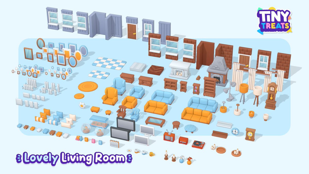 IsaLousberg's tweet image. Time to make things comfy! 🛋️✨
A whole set of Living Room assets drops tomorrow
#blender3d #gamedev