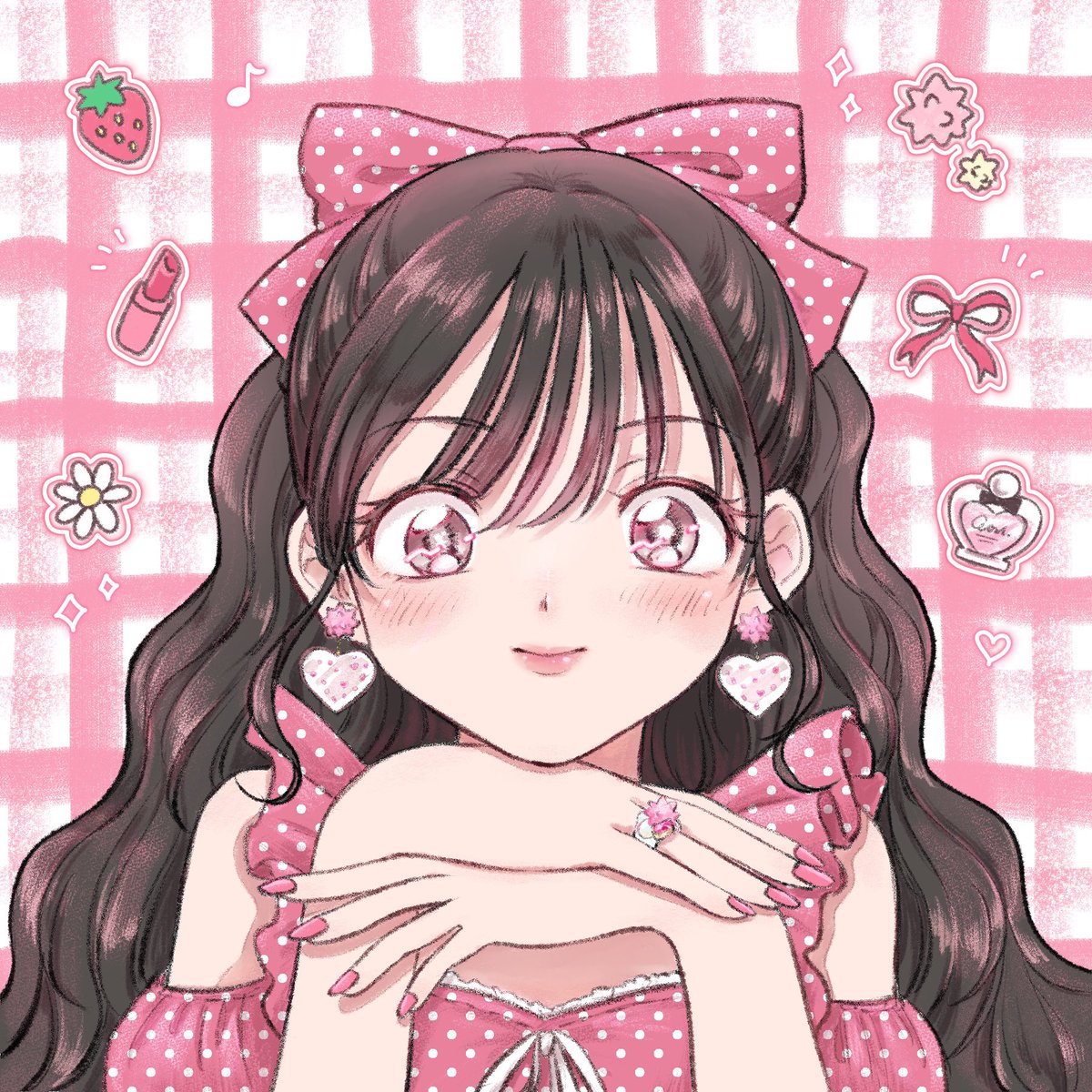 作ってるハンドメイドのアクセサリーの擬人化みたいなモデルみたいな
ピンク担当て感じ