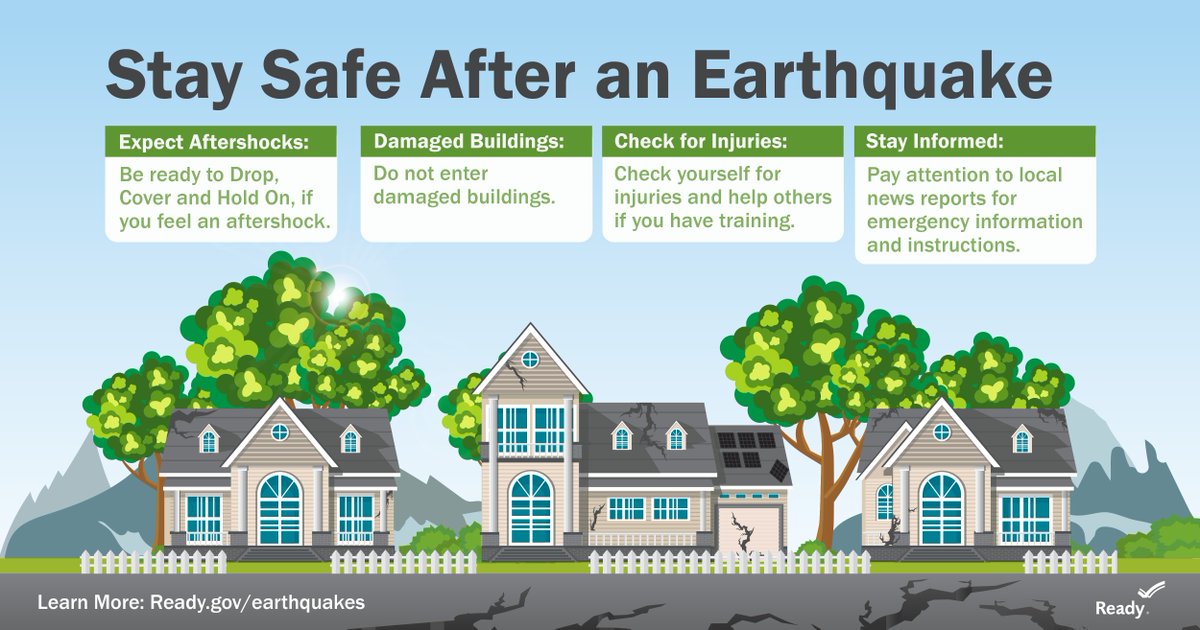 Readygov's tweet image. Alaska: Take steps to keep you and your loved ones safe after the recent earthquake. Aftershocks are normal—be ready to drop, cover, and hold on.
➡️ ready.gov/earthquakes