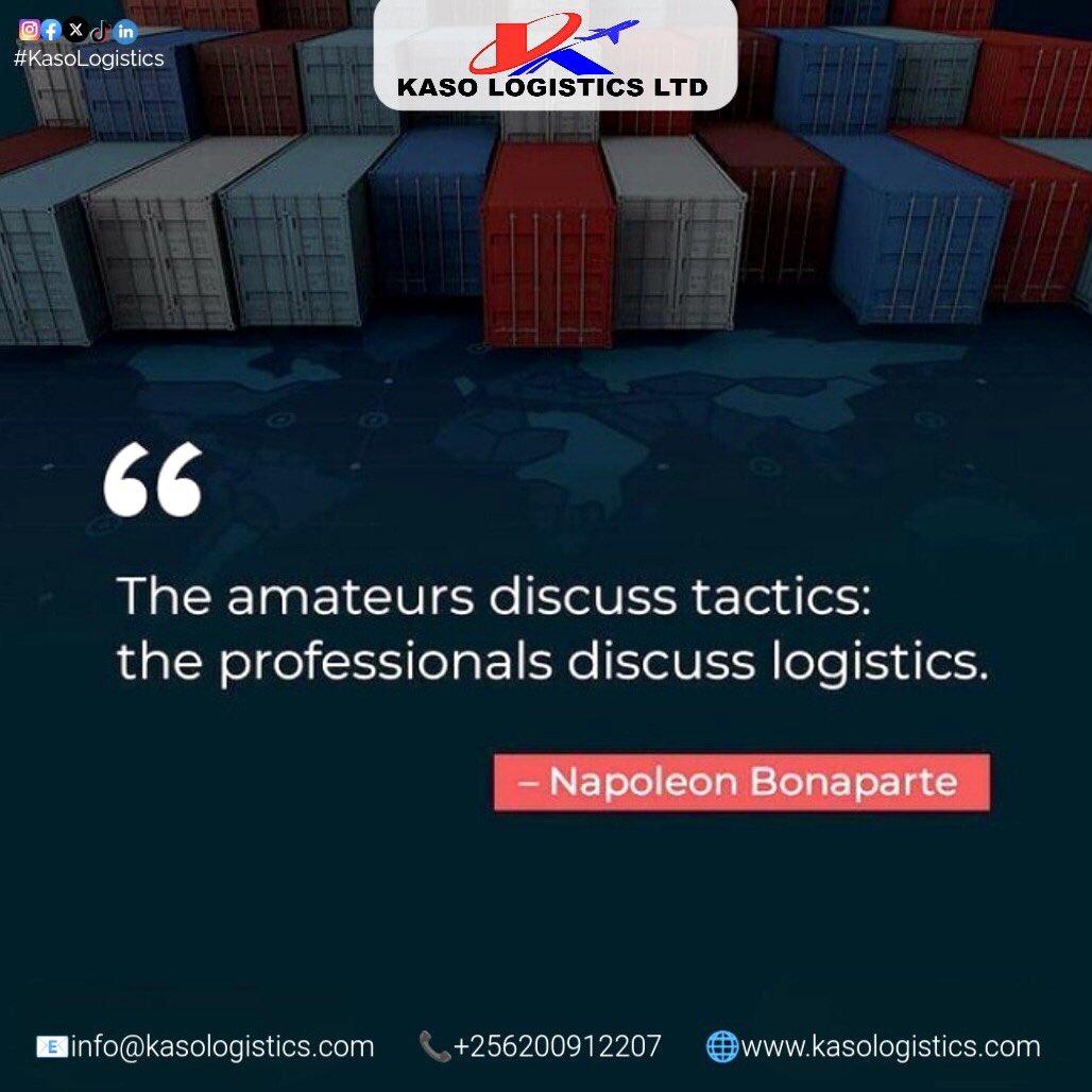Kaso Logistics (@kaso_logistics) on Twitter photo "Amateurs talk tactics. Professionals rely on logistics.
That’s where Kaso Logistics delivers excellence."
🔹 Seamless. Strategic. Reliable.
📍 Bugoloobi, Kampala
📞 +256200912207
🌐 kasologistics.com
📩 info@kasologistics.com
#KasoLogistics #Logistics #thursdayvibes "Amateurs talk tactics. Professionals rely on logistics.
That’s where Kaso Logistics delivers excellence."
🔹 Seamless. Strategic. Reliable.
📍 Bugoloobi, Kampala
📞 +256200912207
🌐 kasologistics.com
📩 info@kasologistics.com
#KasoLogistics #Logistics #thursdayvibes