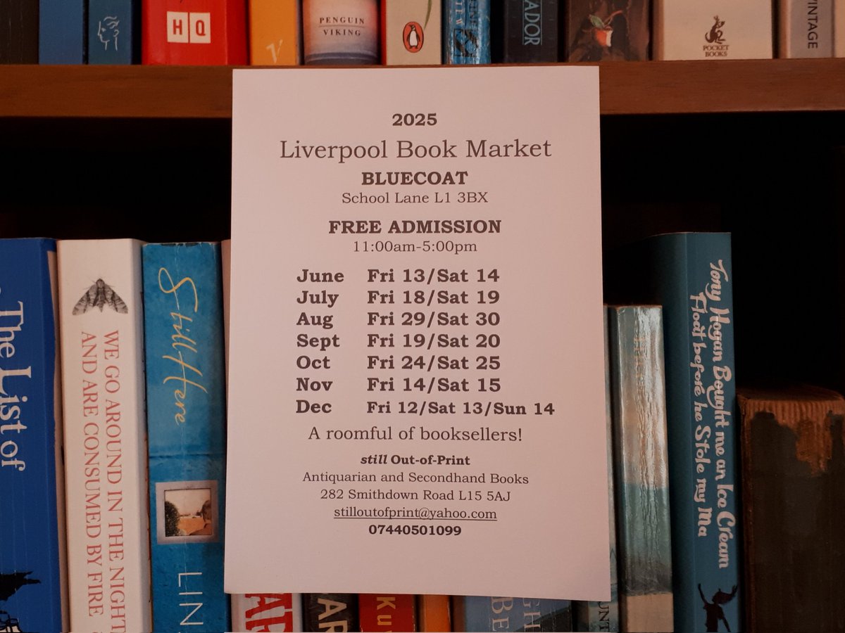 nfnmandy's tweet image. Bit bolshie?
After a bargain?
Love books?
Bolshie Bargain Bookstall
at Liverpool Book Market
@theBluecoat School Lane, Liverpool, L1 3BX
Plus many other dealers...
This weekend!
Friday 18 & Saturday 19 July
11am - 5pm
Free entrance!