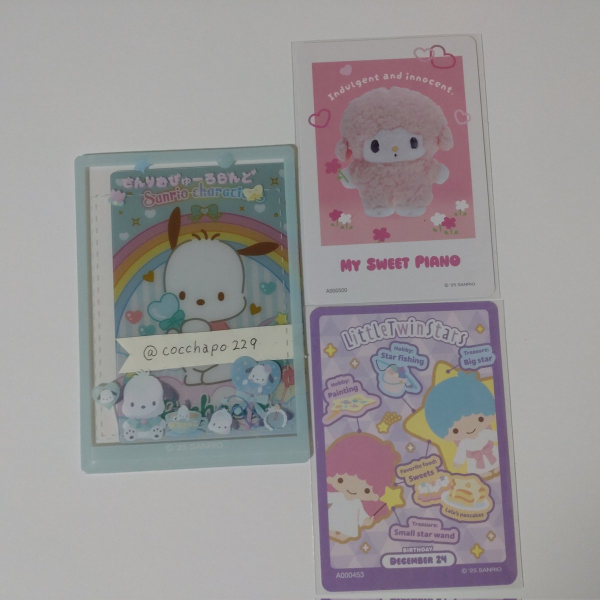 cocchapo229's tweet photo. @kayo_torihiki お世話になっております。
続けて失礼いたします。
ピアノ、キキララとポチャッコ、ペックルを別途リプさせていただいたカードコネクトとあわせてピューロ手渡しで交換していただけると嬉しいです。
ご検討よろしくお願いいたします。 https://t.co/yYcTq1S9PN