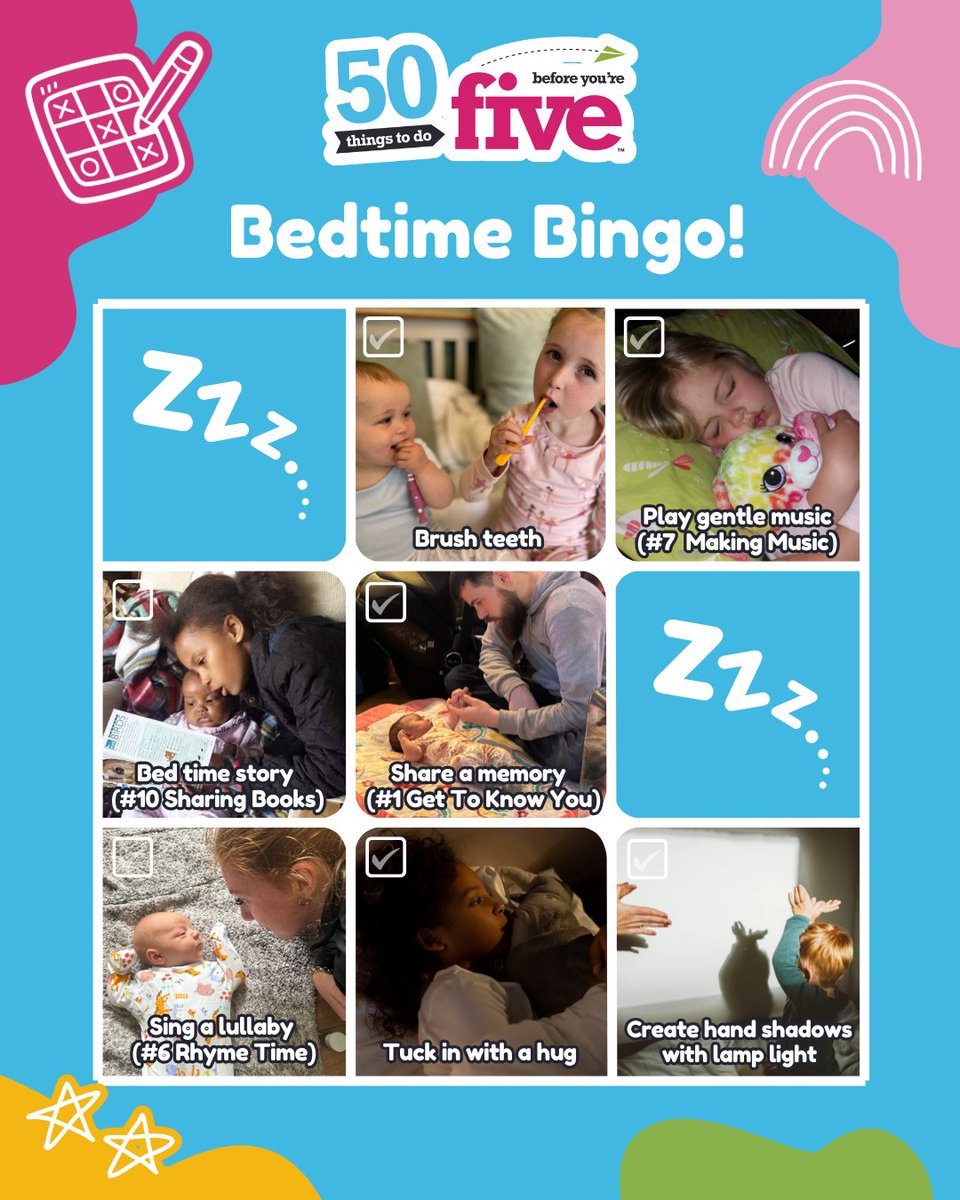 Bedtime just got a whole lot more fun!💤🌙 Who knew it was the perfect time to fit in so many of the 50 Things activities? Try our Bedtime Bingo sheet and see how many you can tick off before lights out! Let the bedtime fun begin!