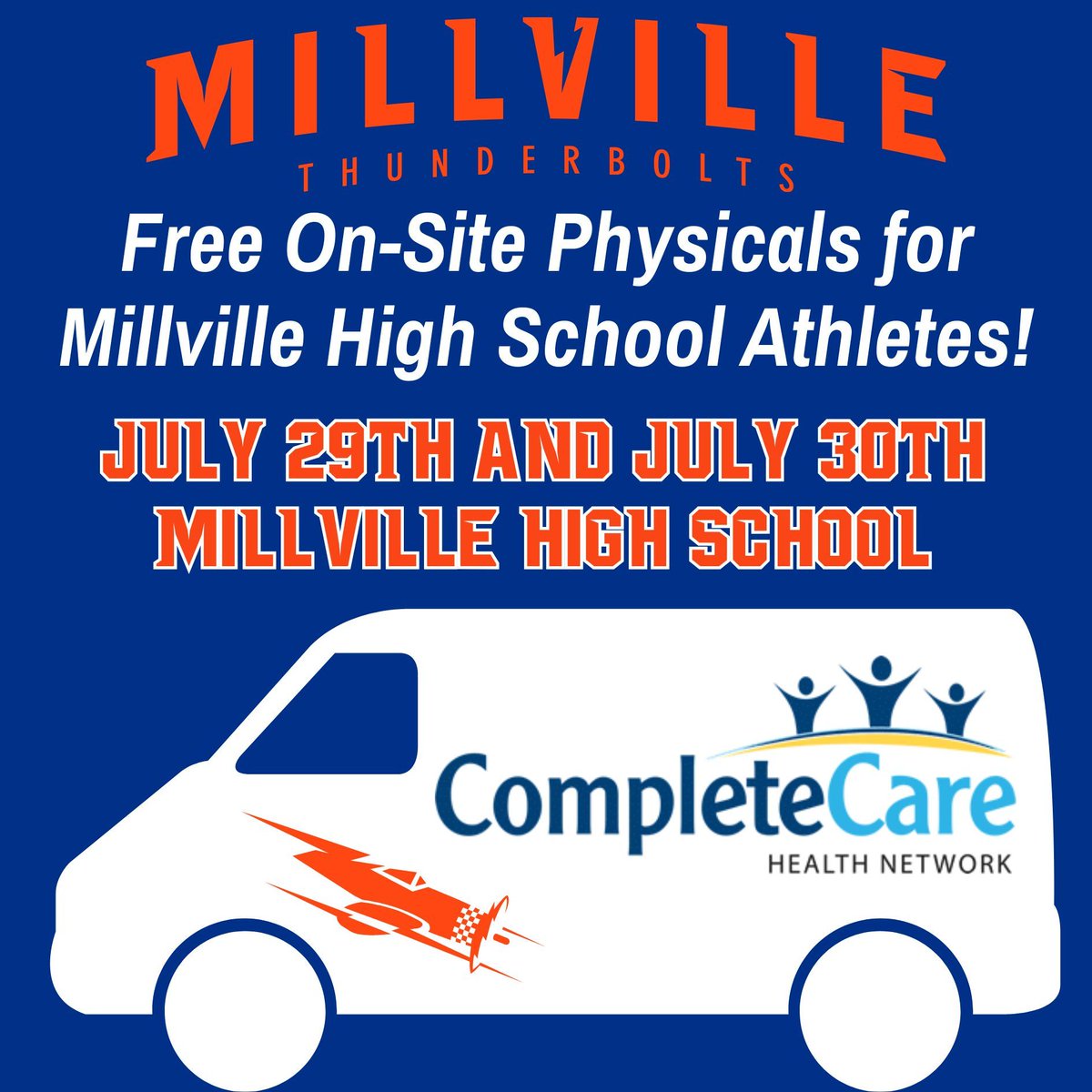 📣 Attention MHS Athletes! 🏈⚽🏑🎾 Get FREE sports physicals at MHS on July 29-30 with the CompleteCare Mobile Unit! 📄 Pick up paperwork at MHS Mon–Thurs, 7:30am–4:00pm. 📆 Return forms by July 24. 📌 More info: buff.ly/LiHgwRl