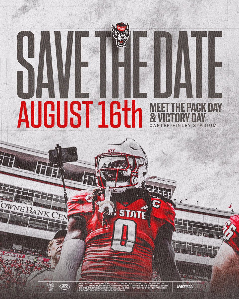 Mark your calendars 🗓️ 
Meet the Pack &amp; Victory Day returns to Carter-Finley!

🖊️ Player Autographs
❤️ Celebrating individuals from Gigi’s Playhouse

See you there, WPN!