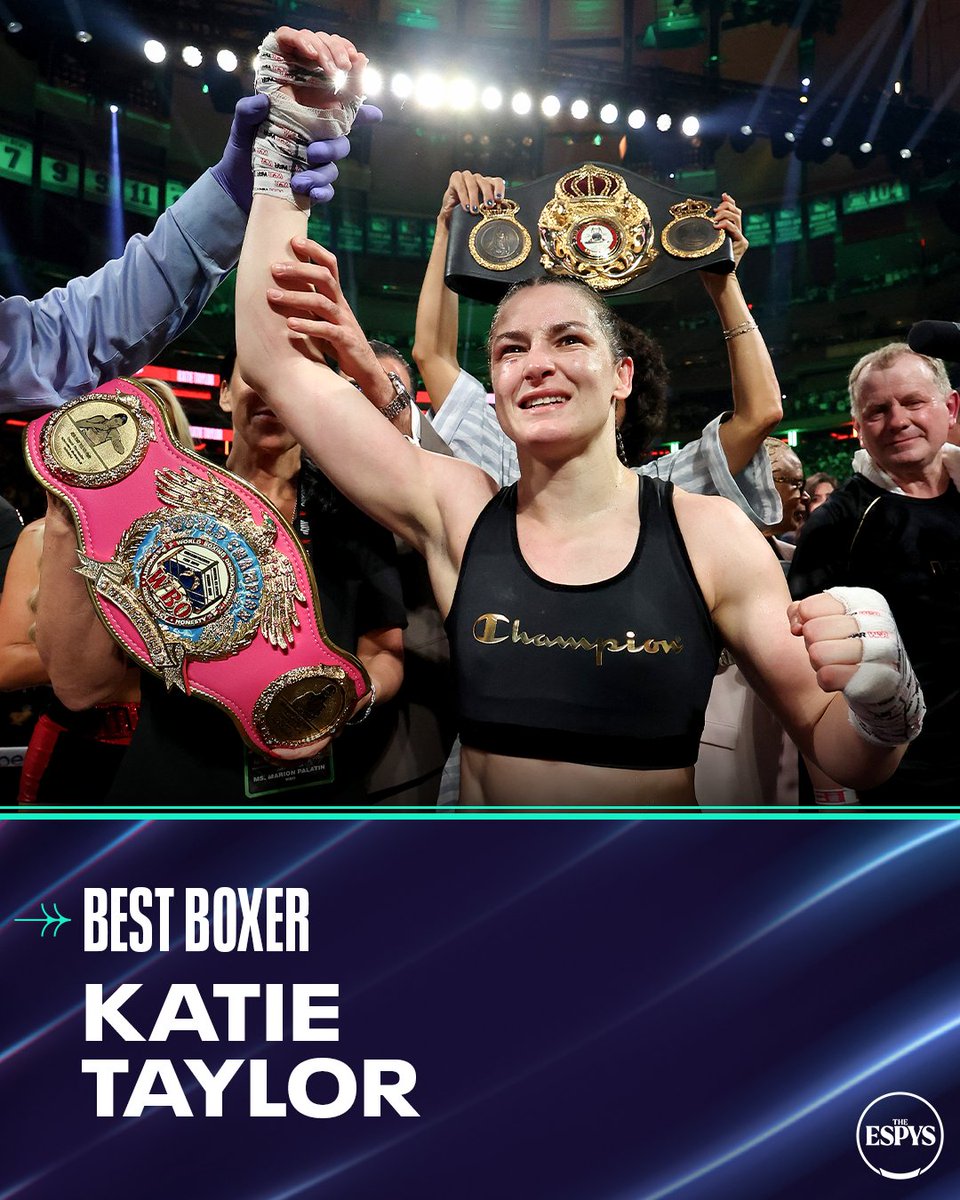 ESPNRingside's tweet image. Katie Taylor is on ANOTHER LEVEL right now 🏆
Two-division champion ✅
ESPY for Best Boxer ✅