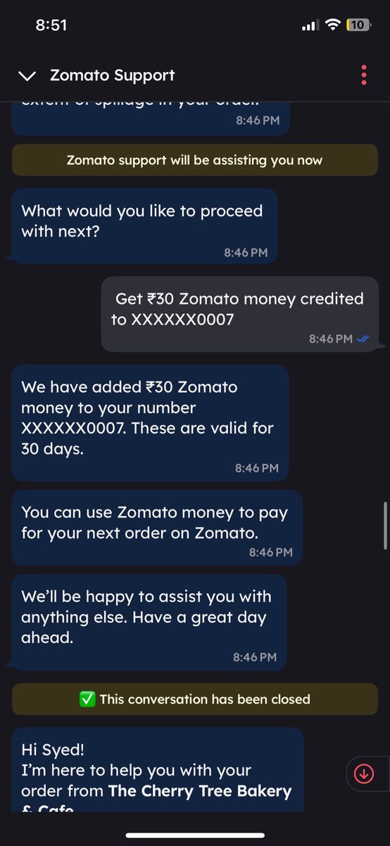 ALIAUBD786's tweet photo. @zomatocare @zomato ordered 4 pastries from a bakery got pastries totally messed up and these guys are saying it is partial damage and giving refund of 30 rs for the food costing 460 rs and the best part is you can’t type you just have to select the option provided by them . https://t.co/9whQSNQROD