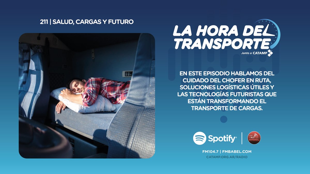 #HOY 17hs #viernesde La Hora del Transporte en su 5ta temporada por <a href="/fmbabel/">FM Babel 107.5</a> 104.7

Escuchalo acá fmbabel.com
Te espero!

Seguínos también en
Spotify bit.ly/LHDTPodcast_Sp…
YouTube bit.ly/LHDTPodcast_Yo…

#lahoradeltransporte
<a href="/FADEEAC/">FADEEAC</a> @CATAMP