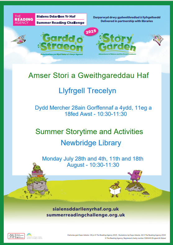 NewbridgeLib's tweet image. Gweithgareddau am ddim yr Haf hwn yn Llyfrgell Newbridge!
🌻🍄🐛🦋🕷️🕸️🪺🌷🦉🐦⬛🌿🐾🌳
Free activities this Summer at Newbridge Library!
@TynewyddPrimary @pentprimary @CHLPrimary @crumlinhlpta @PantsidePS @AbercarnPrimary @TrinantPrimary @cwmgwyddon @CwmfelinfachS @SofryddPrimary
