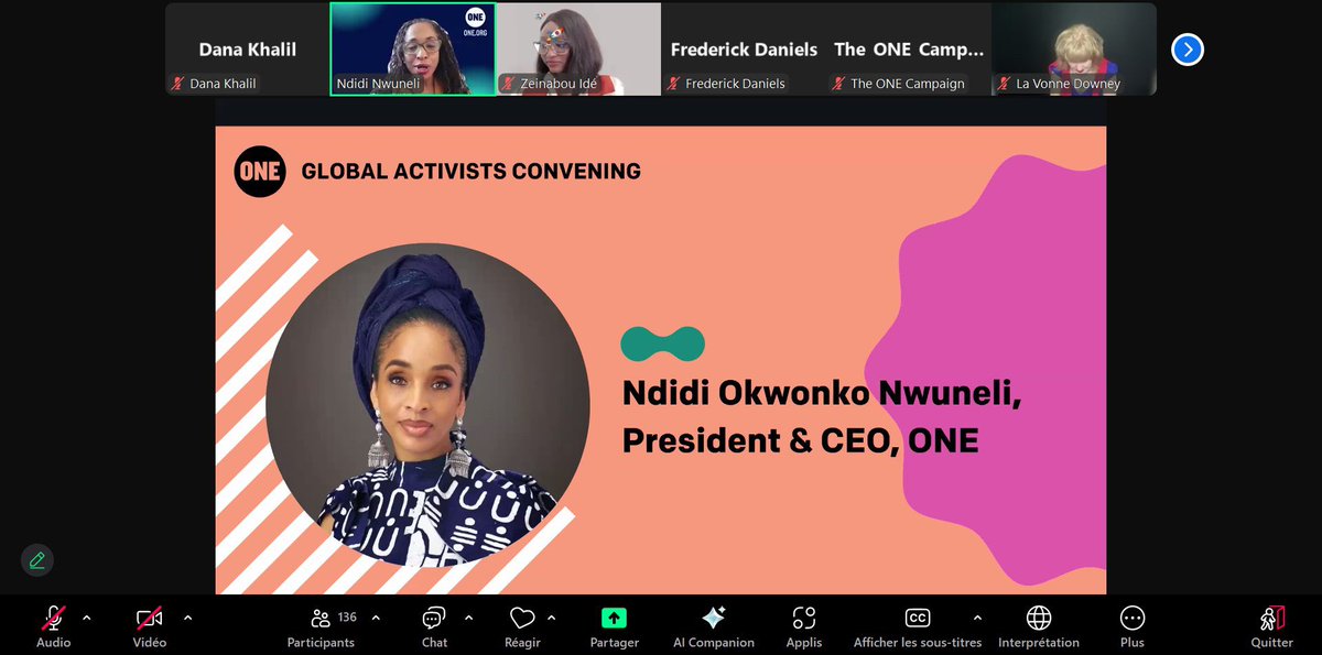 oneenafrique's tweet photo. Hier, vous étiez 180 participants de plusieurs pays du monde à nous rejoindre pour notre conférence annuelle #ONEActivists 

Merci à Aya Chebbi et @ndidiNwuneli pour leurs paroles galvisantes et nos cher.e.s activistes pour le récap du 1er semestre❤️
@ONECampaign @_Nalafem https://t.co/OxxKHPMm7W
