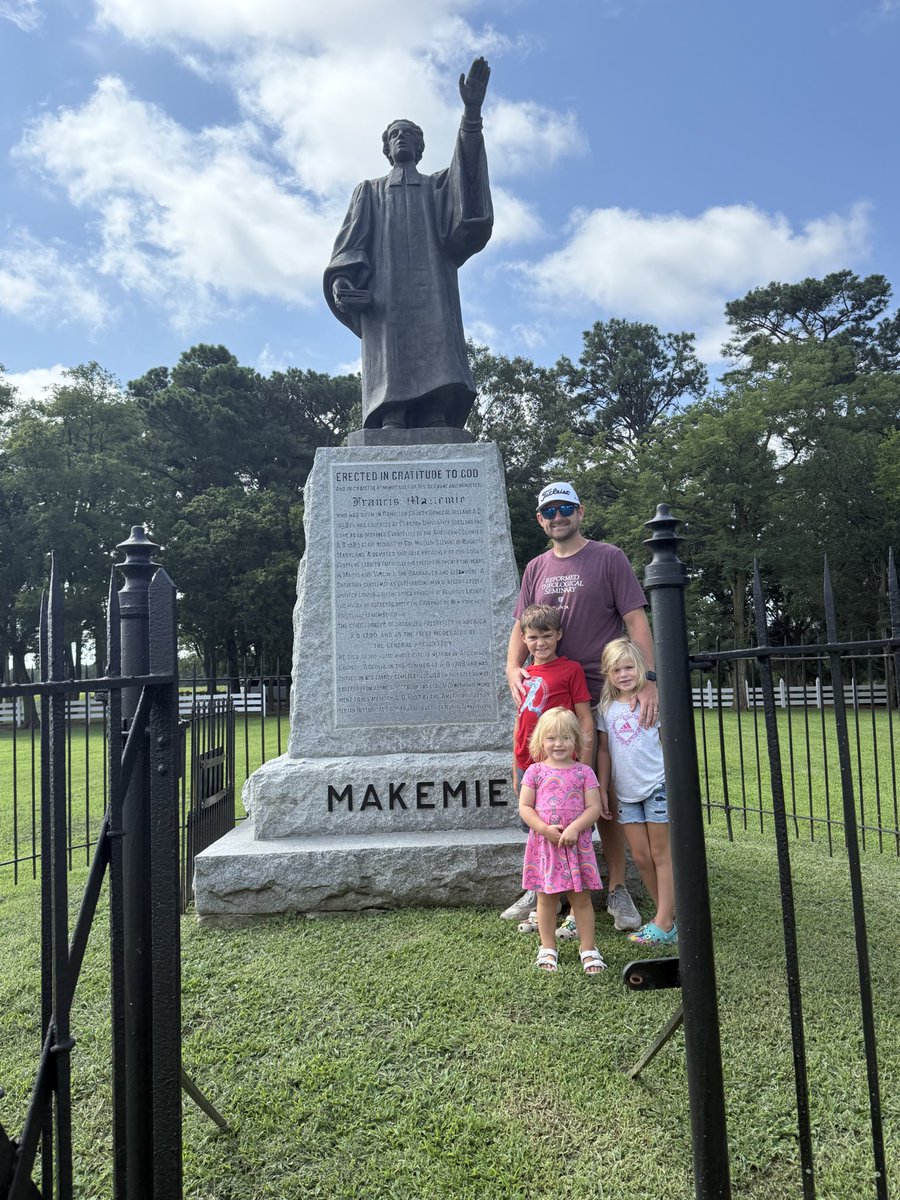 MD_Adams90's tweet image. Peak Presbyterianism!
While traveling down the eastern shore of Virginia I had to take a few moments to visit the Makemie Monument Park and teach my kiddos about Francis Makemie, the founder of organized Presbyterianism in America.