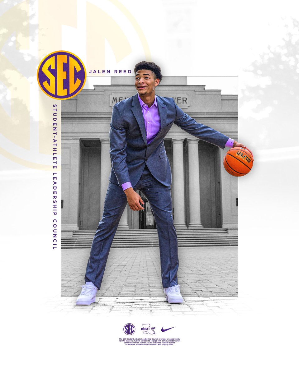 LSUBasketball's tweet image. Jalen Reed is among four student-athletes representing LSU at the SEC Student-Athlete Leadership Council in Atlanta, Georgia!