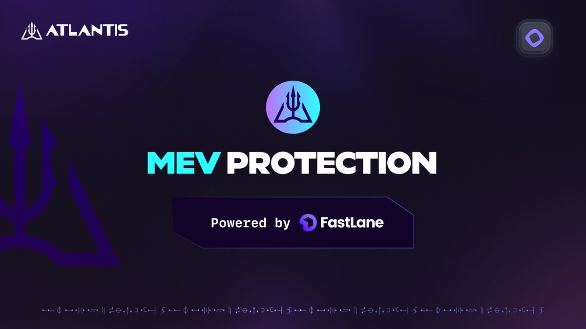 AtlantisDEX_xyz's tweet photo. MEV Protection is now plugged in! 🔌 

Life on the fast lane just got safer. Users are now protected from MEV transactions while using the Atlantis platform.

🏎️ Powered by @0xFastLane https://t.co/AwANseOpJ9