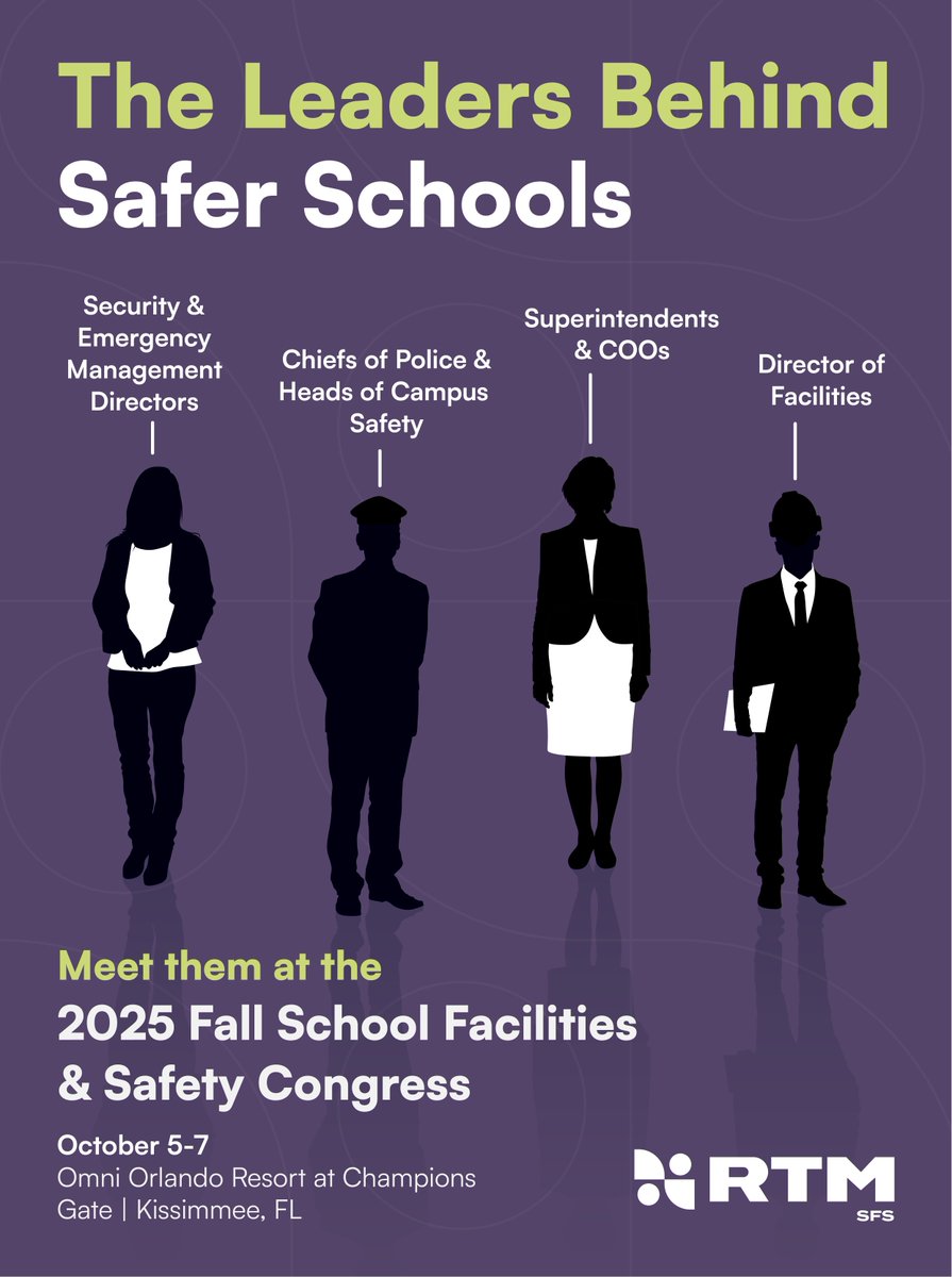 Are your solutions built for the people shaping safer, smarter schools?

At the 2025 Fall School Facilities &amp; Safety Congress, connect 1:1 with K–12 leaders driving ops, safety &amp; infrastructure.

hubs.ly/Q03xypxl0

#rtmk12 #SchoolSafety #K12Leadership