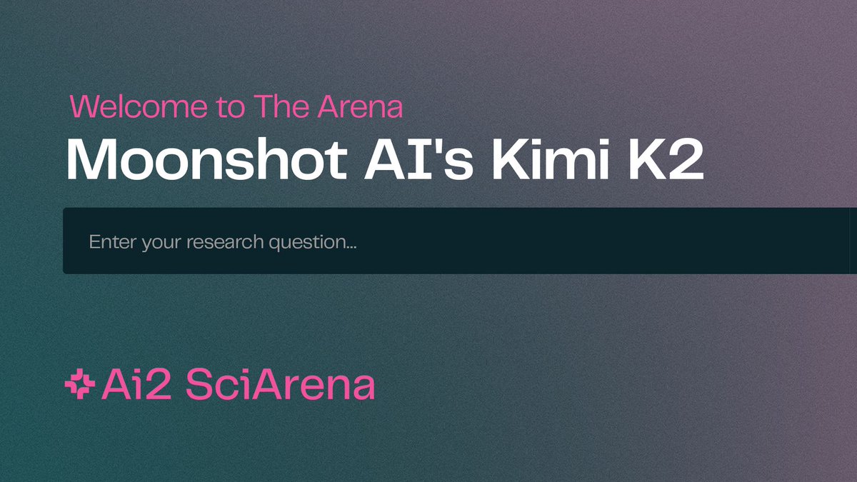 allen_ai's tweet image. A new model enters SciArena. 👀 Welcome Moonshot AI's Kimi K2! SciArena lets you benchmark models across scientific literature tasks, applying a crowdsourced LLM evaluation approach to the scientific domain.
🧪 Learn more and try SciArena here:
sciarena.allen.ai
