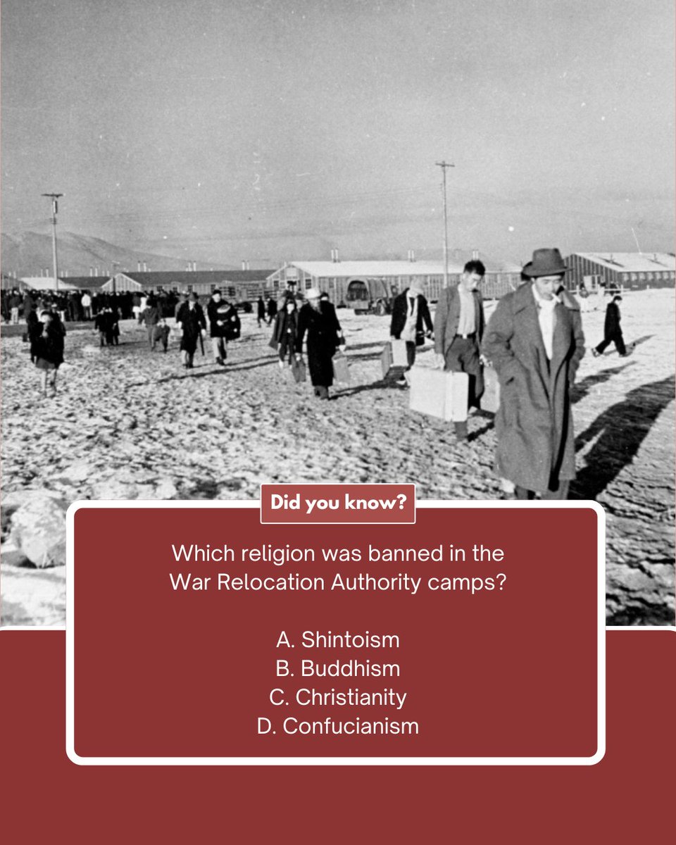 susanhkamei's tweet photo. Did you know Shintoism was banned in WWII incarceration camps?

Labeled “emperor worship,” it was one of several ways Japanese American identity was suppressed behind barbed wire.

#JapaneseAmericanHistory #NeverAgainIsNow #DidYouKnow #APUSHistory https://t.co/dcLqCElW1k