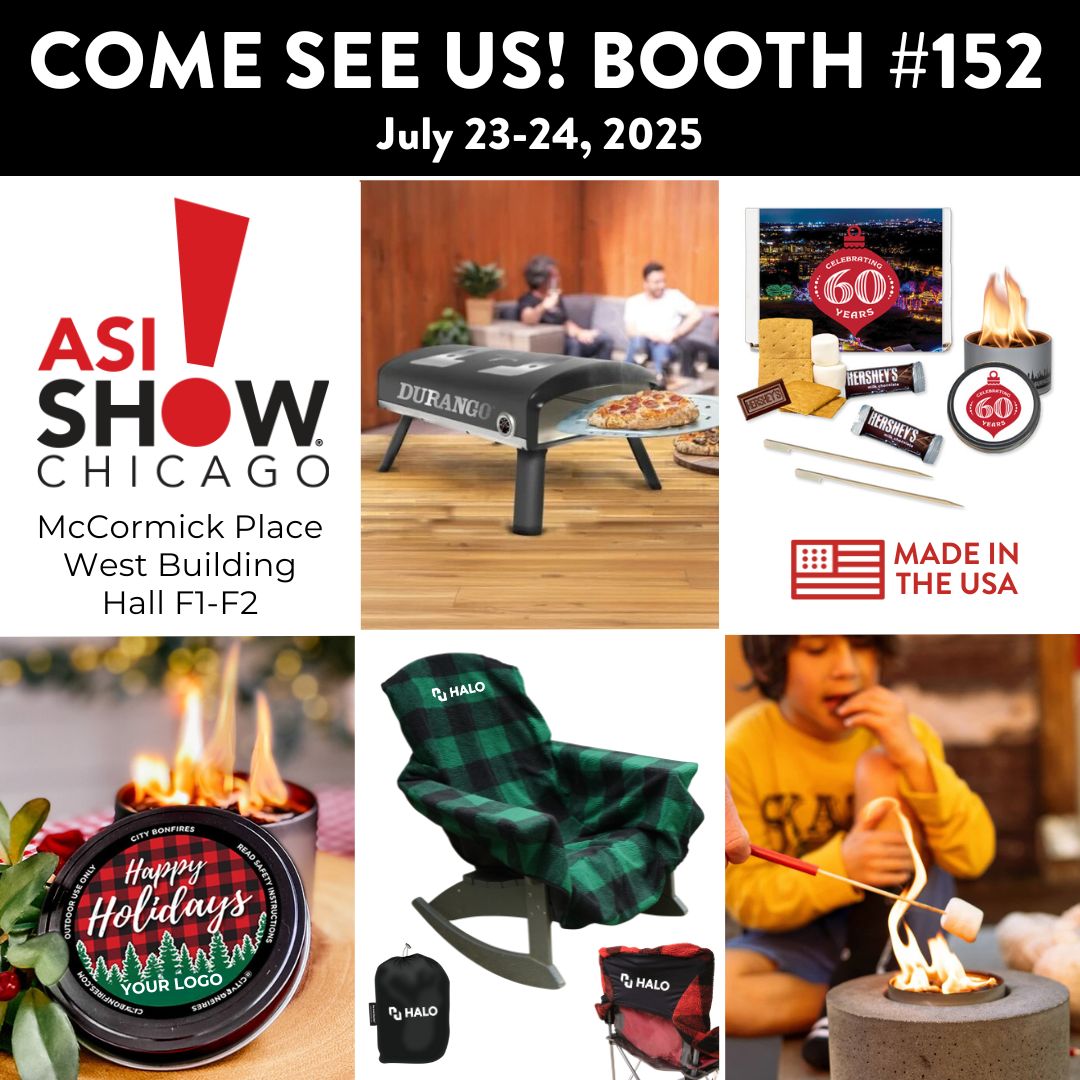 📣 Can’t wait to see you next week at <a href="/TheASIShow/">The ASI Show</a>  in Chicago at the <a href="/McCormick_Place/">McCormick Place</a> Convention Center! We are excited to show you our NEW Chair Blanket designs with ChairSnug™ Technology, NEW Concrete Fire Pits, and NEW Custom Pizza Ovens! We’ll also be showcasing our custom