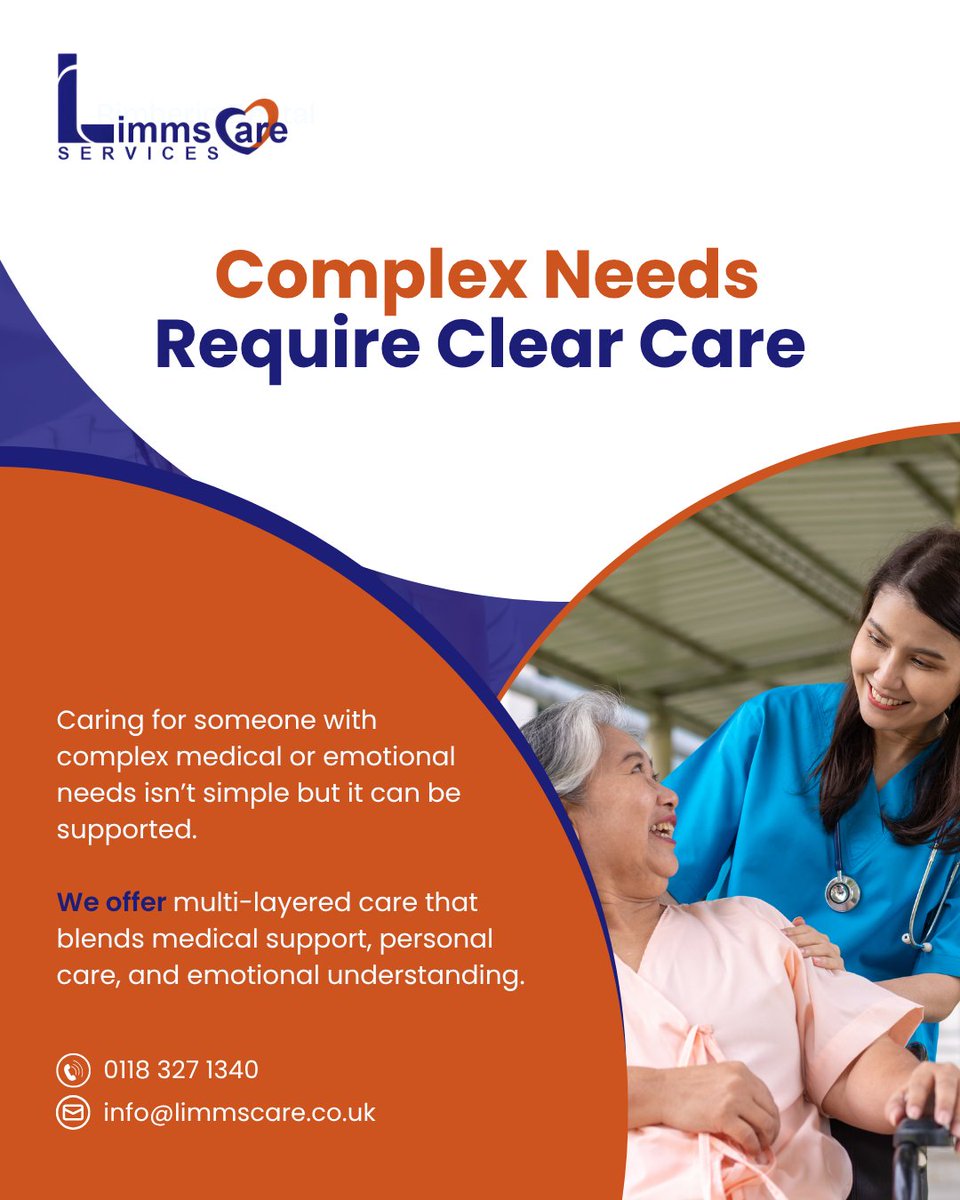 LimmsCare's tweet photo. Caring for someone with complex medical or emotional needs isn’t simple — but it can be supported.

We offer multi-layered care that blends medical support, personal care, and emotional understanding.
From PEG feeding to behavioural support,

we’re here. https://t.co/L6gitHkyKR