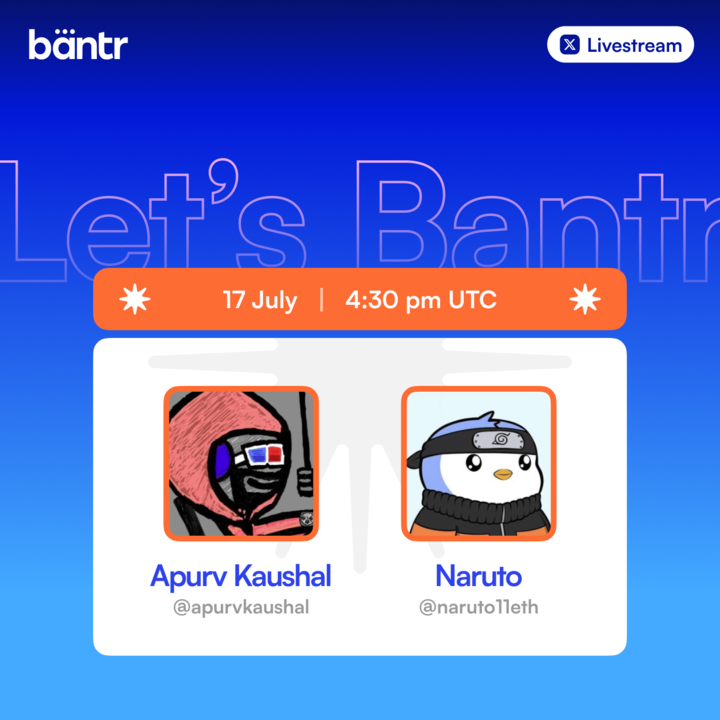 Bantr_fun's tweet image. We handed Bantr to @naruto11eth
He’s going live with his take.
Join us today at 4:30 PM UTC to see what he thinks!
(1 hr to go)