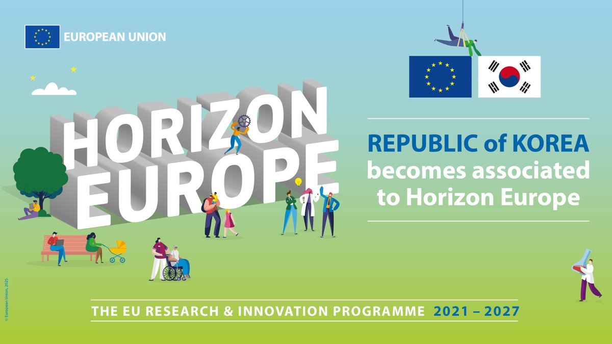 It’s official! The Republic of Korea is the first Asian country to join #HorizonEU! 🇪🇺🤝🇰🇷

This association to Pillar II of our EU programme strengthens our collaboration on research &amp; #innovation, helping us tackle global challenges together.

🔗europa.eu/!QFHCnC
