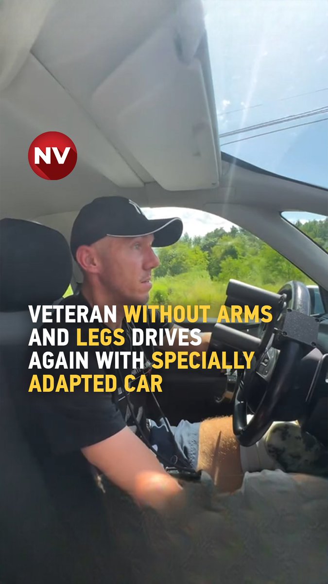 NewVoiceUkraine's tweet image. Ukrainian veteran Mykola Shot, who lost all four limbs in a mortar attack, has returned to driving after 20 years behind the wheel. Thanks to UNBROKEN’s team and custom car adaptations, he’s regained his independence and mobility.
🎥 Watch more in the NV video below