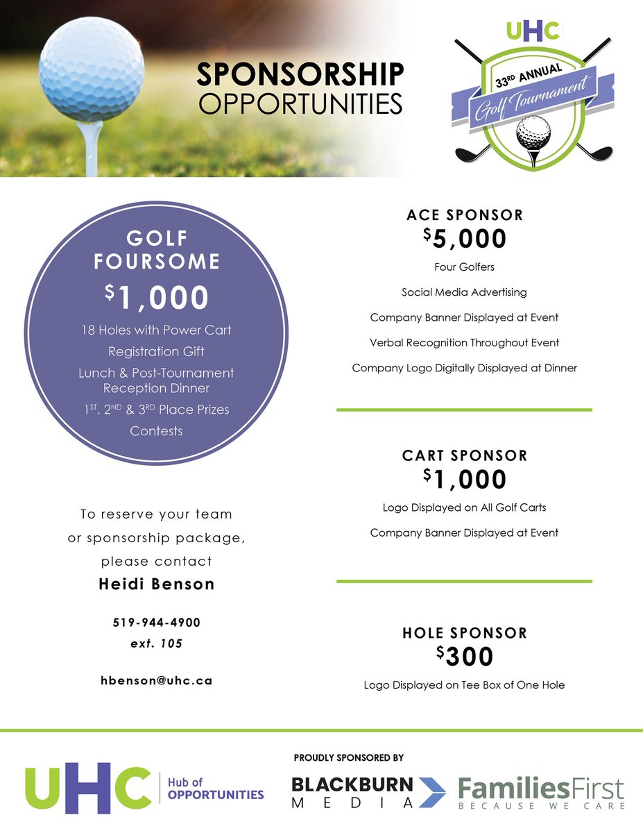 UHC - Hub of Opportunities (@uhc_) on Twitter photo โณ๏ธ Tee off for a great cause! Join us for the 33rd Annual UHC Golf Tournament.
๐
Monday, August 18, 2025
๐ Beach Grove Golf and Country Club
๐ Shotgun start at 11:00 am
๐๏ธโโ๏ธ $250/player or $1000/foursome
For more details call 519-944-4900 ext. 105 or email hbenson@uhc.ca โณ๏ธ Tee off for a great cause! Join us for the 33rd Annual UHC Golf Tournament.
๐
Monday, August 18, 2025
๐ Beach Grove Golf and Country Club
๐ Shotgun start at 11:00 am
๐๏ธโโ๏ธ $250/player or $1000/foursome
For more details call 519-944-4900 ext. 105 or email hbenson@uhc.ca