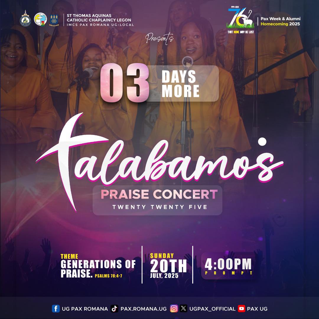 3️⃣ days!!✨

Till your problems are solved. ✅
Till you have your peace again.💆
Till you receive that breakthrough. 💃
Don't miss this divine encounter with the I am that I am.🔥😌
Do well to come with a friend!

#TalabamosReturns
#GenerationsOfPraise
#76YearsOfTogetherness
#Pax