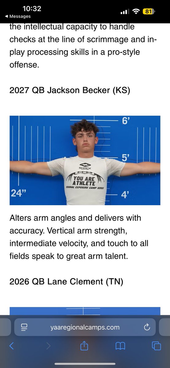 Jackson Becker (@jbeck233) on Twitter photo Thank you <a href="/BHoward_11/">Brandon Howard</a> for the write up and the opportunity to get my name seen. Thank you <a href="/youareathlete/">You Are Athlete</a> for hosting a great camp I had a great time in Houston.
<a href="/Coach_MA_/">Michael A Allen</a> <a href="/BCfootballHF/">Building Champions Football Academy</a> <a href="/TateRaboin/">Tate Raboin</a> <a href="/osffbc/">Olathe South Falcon FOOTBALL BOOSTER CLUB ๐</a> <a href="/PrepRedzone/">Prep Redzone ๐</a> <a href="/sixstarfootball/">Six Star Football | PLUS+</a> <a href="/natep_28/">Nate Pauly</a>
yaaregionalcamps.com/post/all-ameriโฆ Thank you <a href="/BHoward_11/">Brandon Howard</a> for the write up and the opportunity to get my name seen. Thank you <a href="/youareathlete/">You Are Athlete</a> for hosting a great camp I had a great time in Houston.
<a href="/Coach_MA_/">Michael A Allen</a> <a href="/BCfootballHF/">Building Champions Football Academy</a> <a href="/TateRaboin/">Tate Raboin</a> <a href="/osffbc/">Olathe South Falcon FOOTBALL BOOSTER CLUB ๐</a> <a href="/PrepRedzone/">Prep Redzone ๐</a> <a href="/sixstarfootball/">Six Star Football | PLUS+</a> <a href="/natep_28/">Nate Pauly</a>
yaaregionalcamps.com/post/all-ameriโฆ