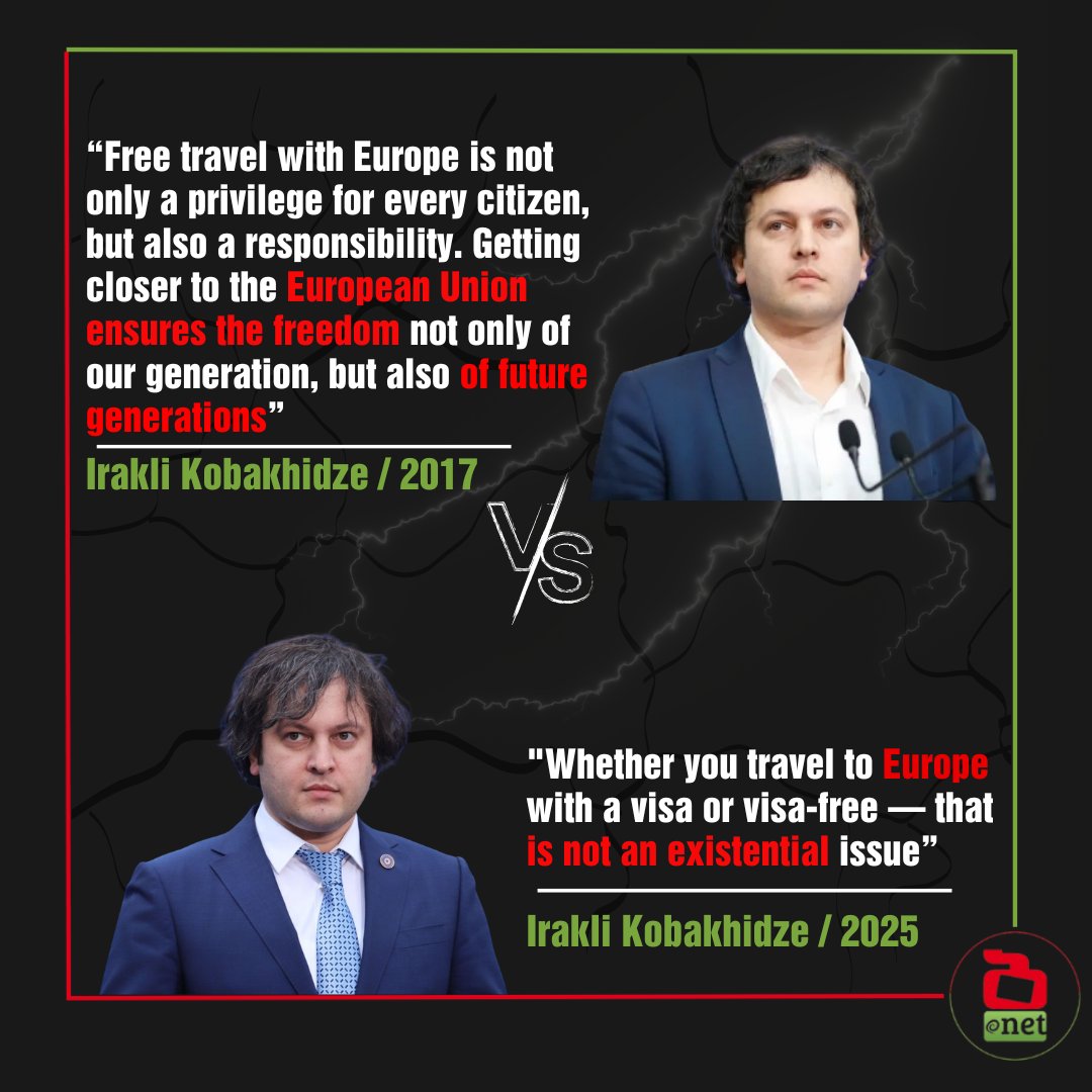 netgazeti's tweet image. 🟥Irakli Kobakhidze's Statements on Visa-Free Travel with the EU: Then and Now (2017 vs. 2025)
#Georgia faces the risk of losing visa-free travel unless it takes meaningful steps to reverse democratic decline and fully implement the #EU’s recommendations.
#RepressionInGeorgia