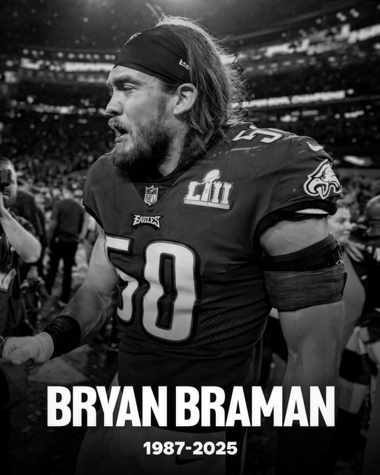 Srite91's tweet image. Rest in peace, Bryan Braman. 
 Former Texans and Eagles linebacker Bryan Braman died Thursday after seeking treatment this year for a rare, aggressive form of cancer.  
He was 38.
Breaking news: rity.site/4Epf3