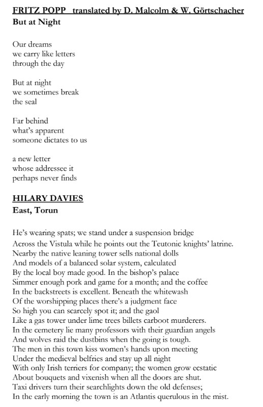 Great news today that I’ve had two poems taken for Poetry Salzburg Review 43, and current Issue 42 exemplifies its breadth of writers/content.  Posting Hilary Davies’ poem because when editor of Argos Poetry Magazine in the 70s, I had one of my first published poems there.