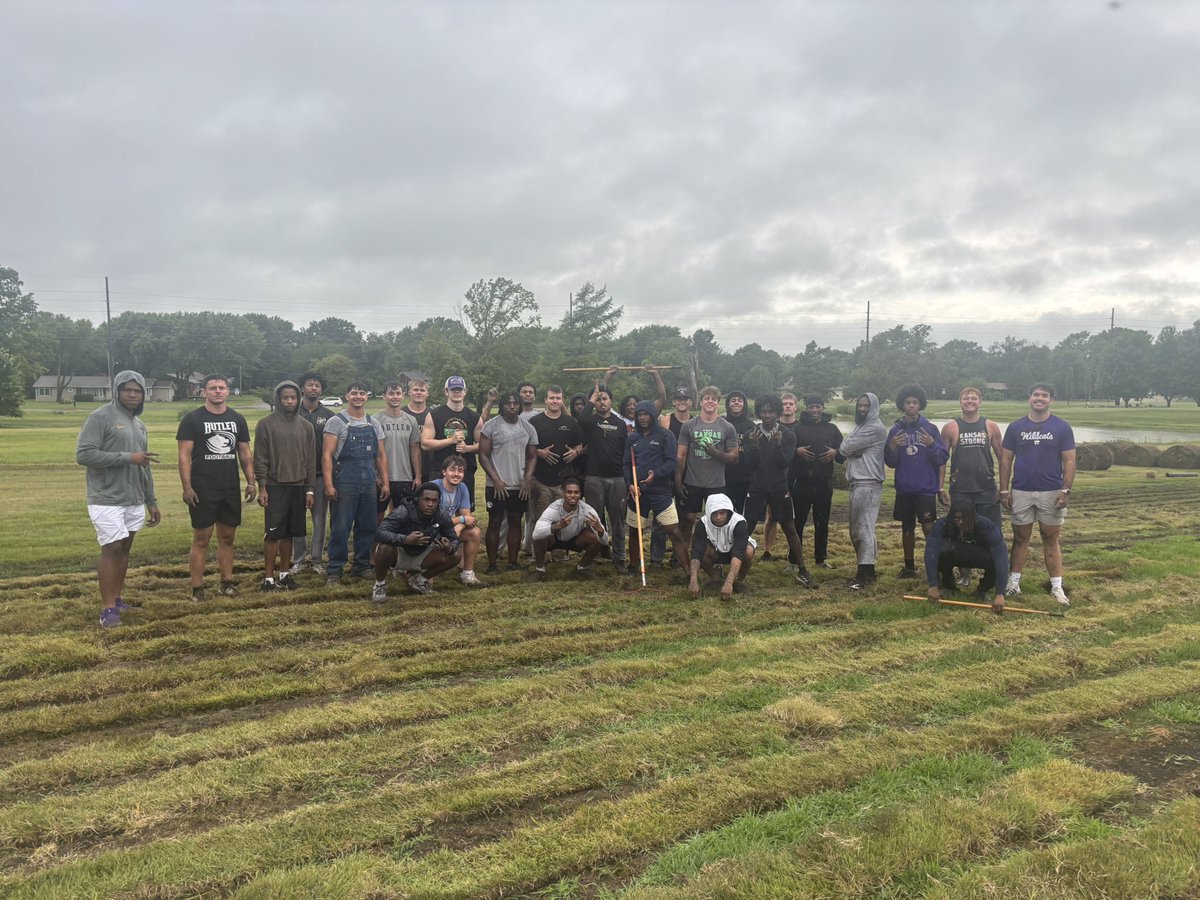 TEs, DBs, and LBs went to work today laying down some sod #CountOnMe