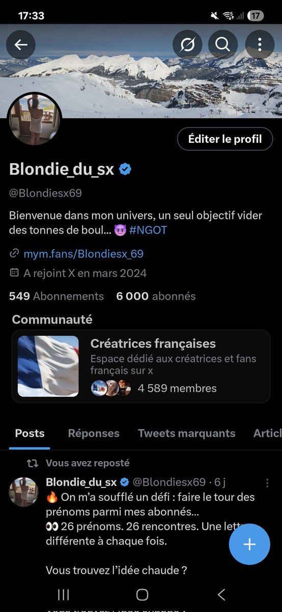 ✨ C’est officiel : 6000 abonnés ! ✨
Waw… j’ai pas les mots 🥹 Vous êtes incroyables, magnifiques, magiques. Merci pour tout cet amour 💖

Pour fêter ça, je vous offre un code promo pour accéder à mon MYM GRATUITEMENT 😈
👉 Le code : CHASSEBLX

Mon MYM : mym.fans/Blondiesx_69