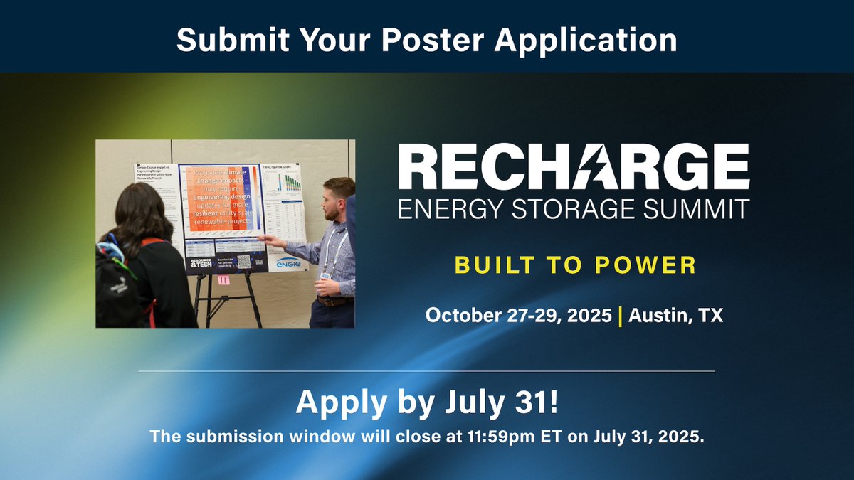 USCleanPower's tweet image. 🔋 Poster submissions are open for #ACPRECHARGE25 until July 31 at 11:59 PM ET. Apply here: bit.ly/4kjl0On
View Poster Topics: bit.ly/44DO4u7
Not registered for ACP RECHARGE? Register here: bit.ly/43tcGVP