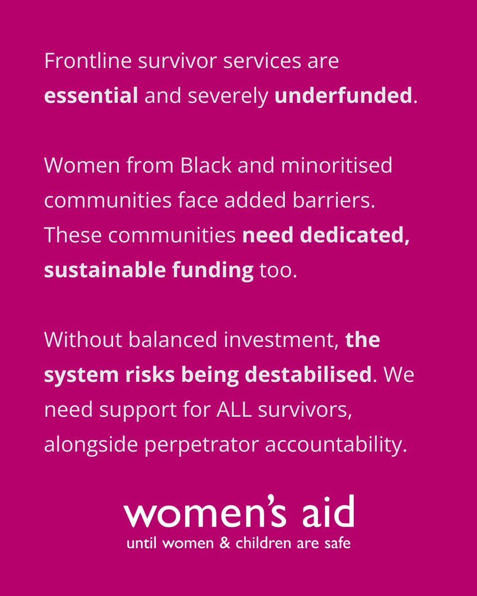 We welcome action on perpetrators, but call out the lack of funding for frontline services that support women and children when they need it most.

With the new VAWG strategy due in September, we urge the Government to listen, invest, and act.