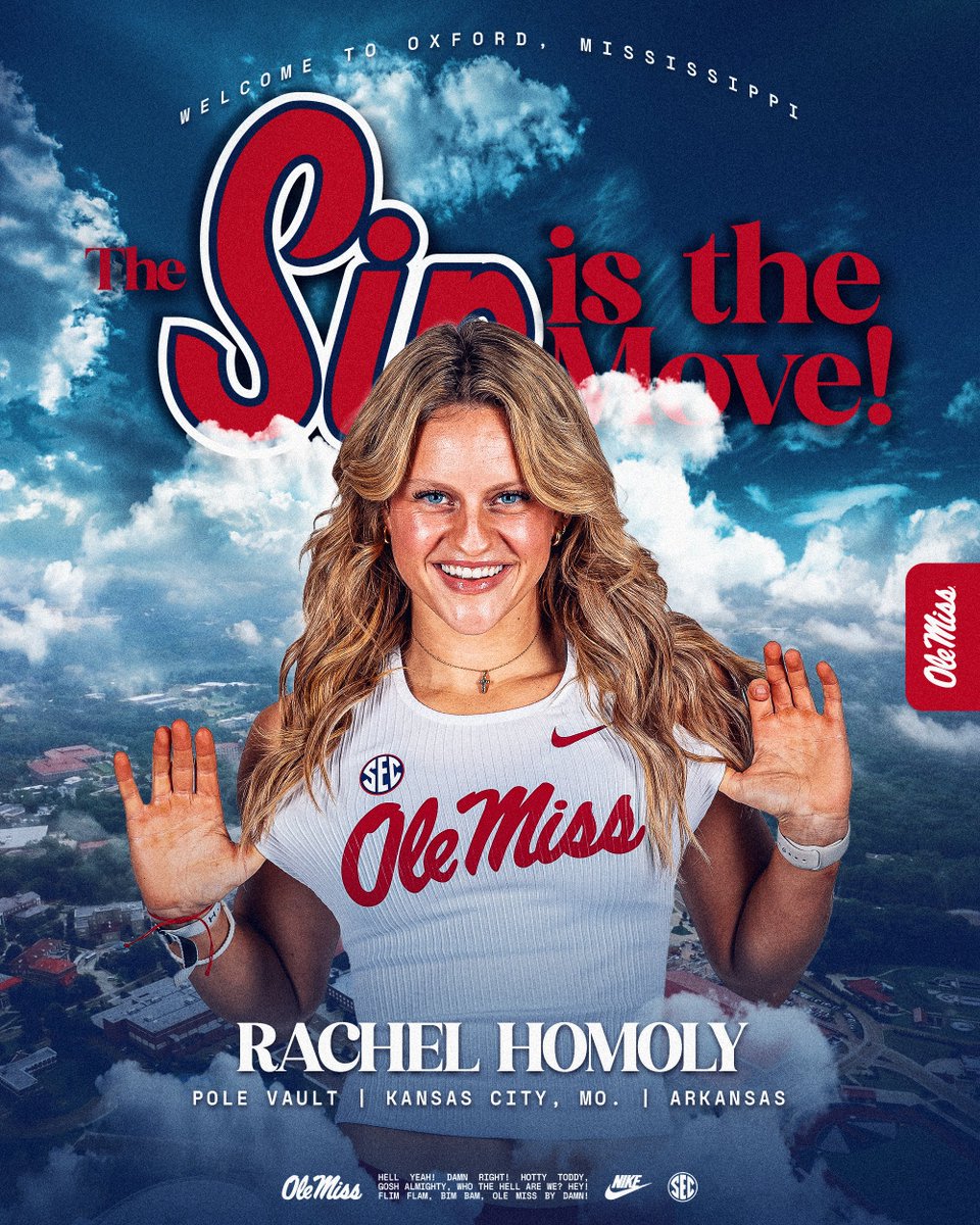 OleMissTrack's tweet image. Welcome to The Sip! 🤩
𝗥𝗮𝗰𝗵𝗲𝗹 𝗛𝗼𝗺𝗼𝗹𝘆
📍 Kansas City, MO
📚 Arkansas
🆙 Pole Vault
#HottyToddy
