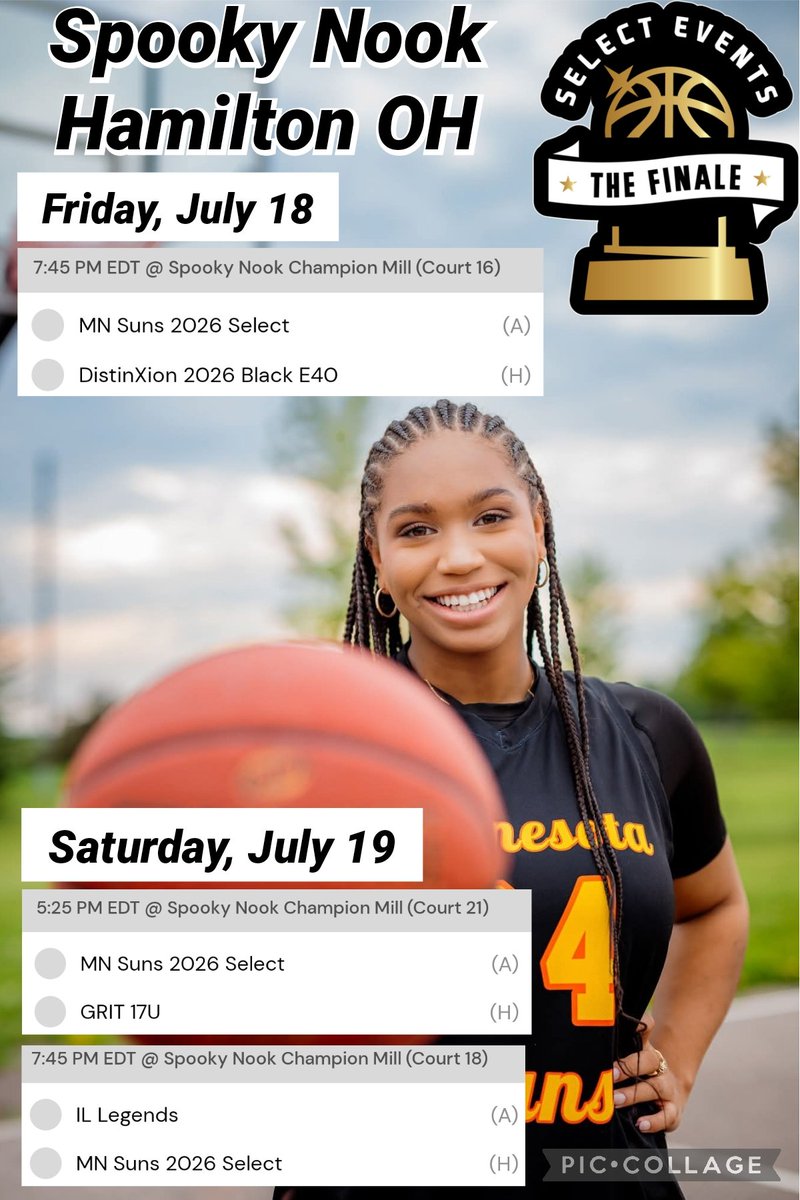 See you at The Finale! 
Here's my schedule for the first few games #LetsGoooo #Classof2026