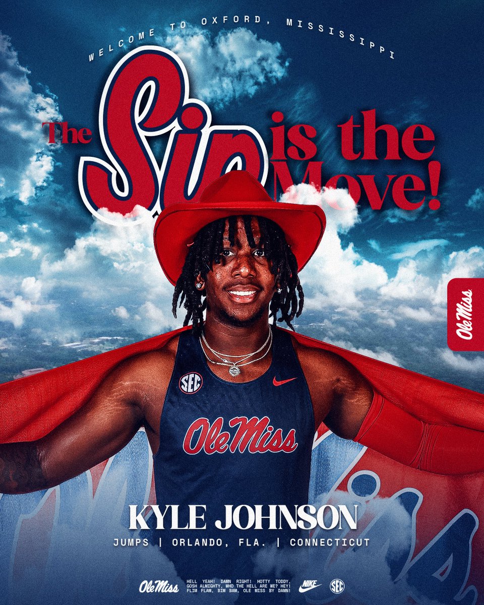 OleMissTrack's tweet image. Welcome to The Sip! 🤩
𝗞𝘆𝗹𝗲 𝗝𝗼𝗵𝗻𝘀𝗼𝗻
📍 Orlando, FL
📚 UConn
📏 Jumps
#HottyToddy