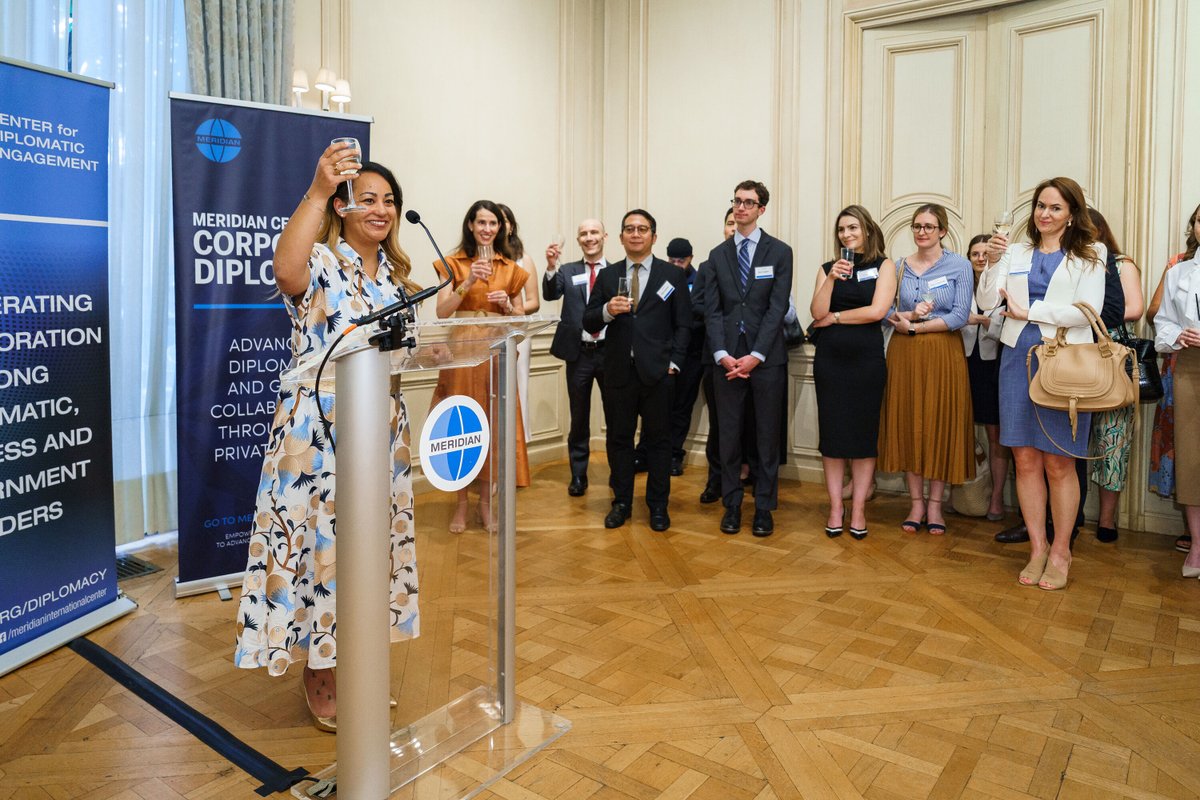 MeridianIntl's tweet image. Economic &amp;amp; trade counselors are key to global commerce. At our 7th annual reception, we gathered 100+ attachés, U.S. officials &amp;amp; business leaders to strengthen networks that drive trade &amp;amp; investment. Remarks by @StateDept’s Thomas Lersten &amp;amp; @HP’s @BMasalosalo spotlighted…