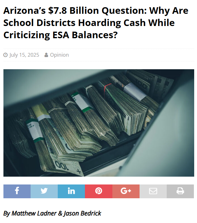 azfec's tweet image. "Despite record levels of per-pupil spending, Arizona school districts displayed the lowest levels of academic achievement in their history in the 2024 Nation’s Report Card. The district treasure hoard of cash may be benefiting someone, but the list does not appear to include…