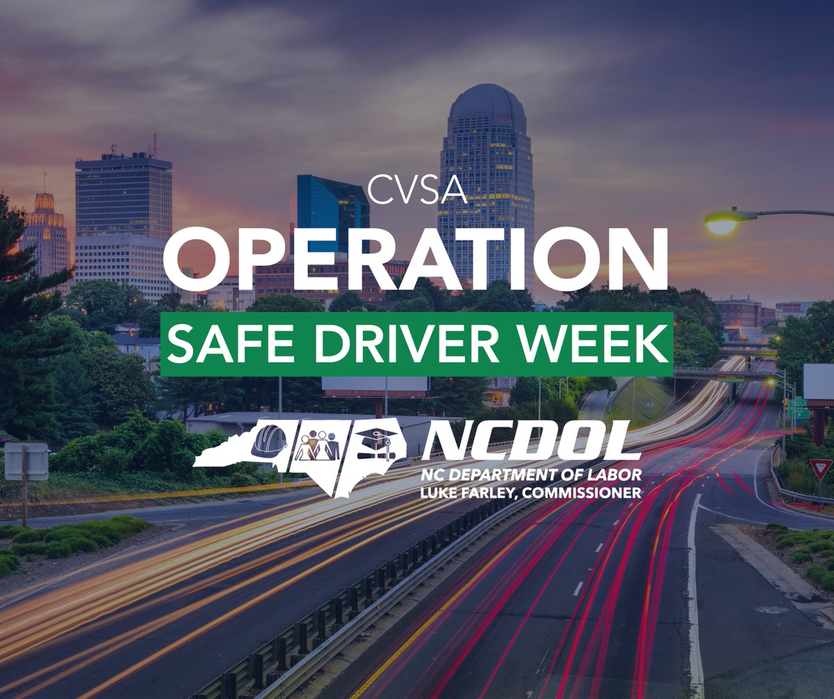 NC Department of Labor (@ncdol) on Twitter photo 🚛 Operation Safe Driver Week is here! 🚗💨
Commissioner <a href="/LukeFarleyNC/">Luke Farley</a> and the NC Department of Labor proudly support CVSA’s Operation Safe Driver Week, running July 14–20, 2025.
This national campaign targets unsafe driving behaviors among both commercial motor vehicle drivers 🚛 Operation Safe Driver Week is here! 🚗💨
Commissioner <a href="/LukeFarleyNC/">Luke Farley</a> and the NC Department of Labor proudly support CVSA’s Operation Safe Driver Week, running July 14–20, 2025.
This national campaign targets unsafe driving behaviors among both commercial motor vehicle drivers