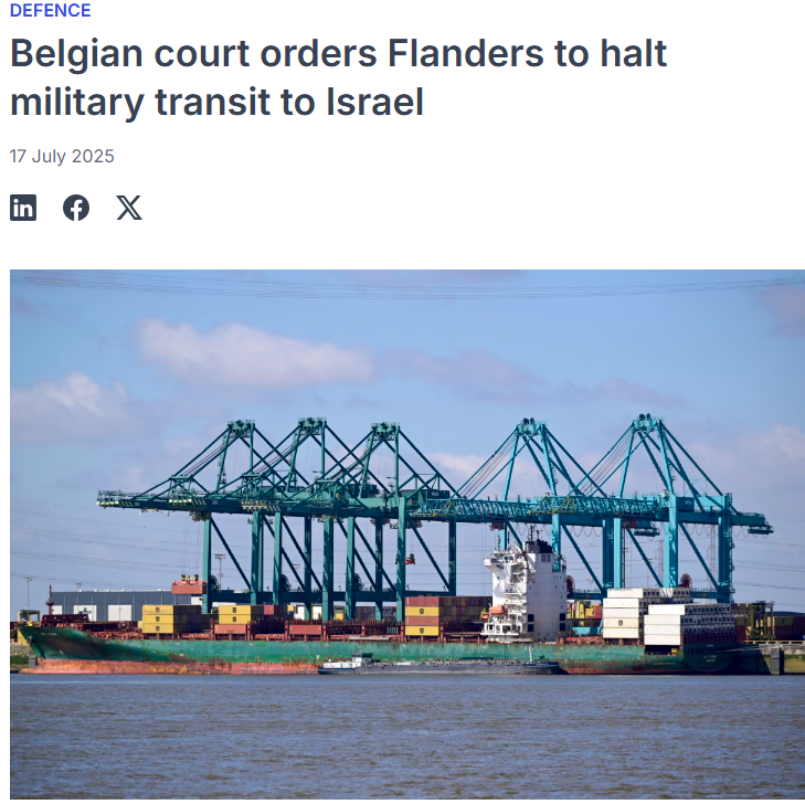 Landmark ruling in Belgium!

Today, a Brussels court ruled that the Flemish government must block transit to Israel of all goods that can be used in military equipment, citing Israel's breaches of int'l law.

There can be no business as usual with a country committing genocide.