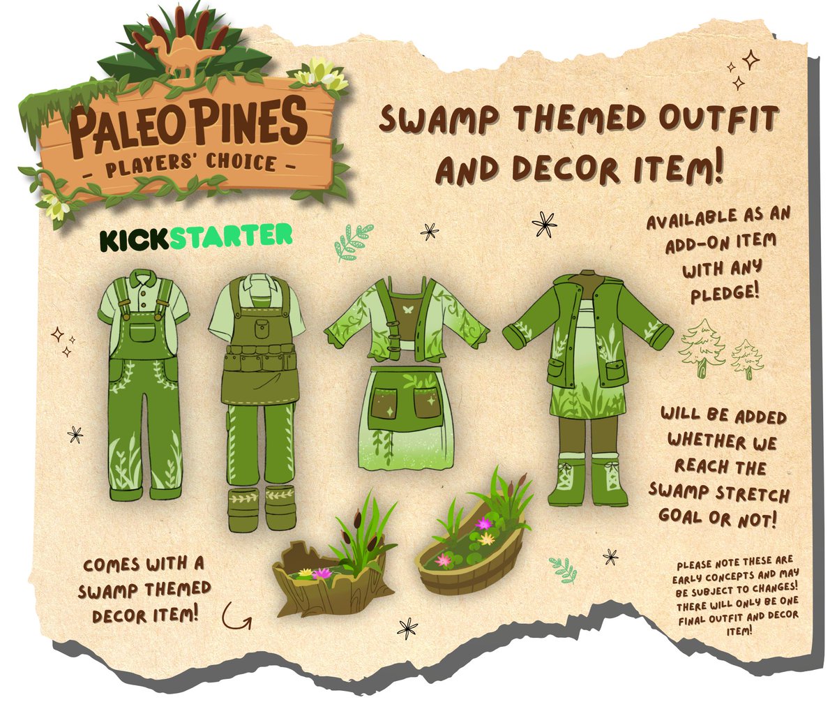 PaleoPines's tweet image. These are simply too gorgeous to not share with you all! ๐ Our concept artist Elain has well and truly blown us away with these outfit concepts! Want to get your player into one of these? Add your desired add-on onto your pledge via our Kickstarter! bit.ly/3HlOPzZ