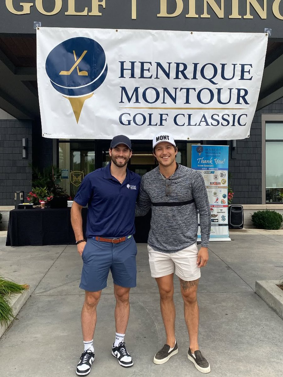NHLPA's tweet image. Adam Henrique and Brandon Montour were back for the 5th annual Henrique Montour Golf Classic, raising $150,000 in support of athletics and programs for kids in Brant, Brantford, and Six Nations 👏
📸: The Henrique Montour Foundation