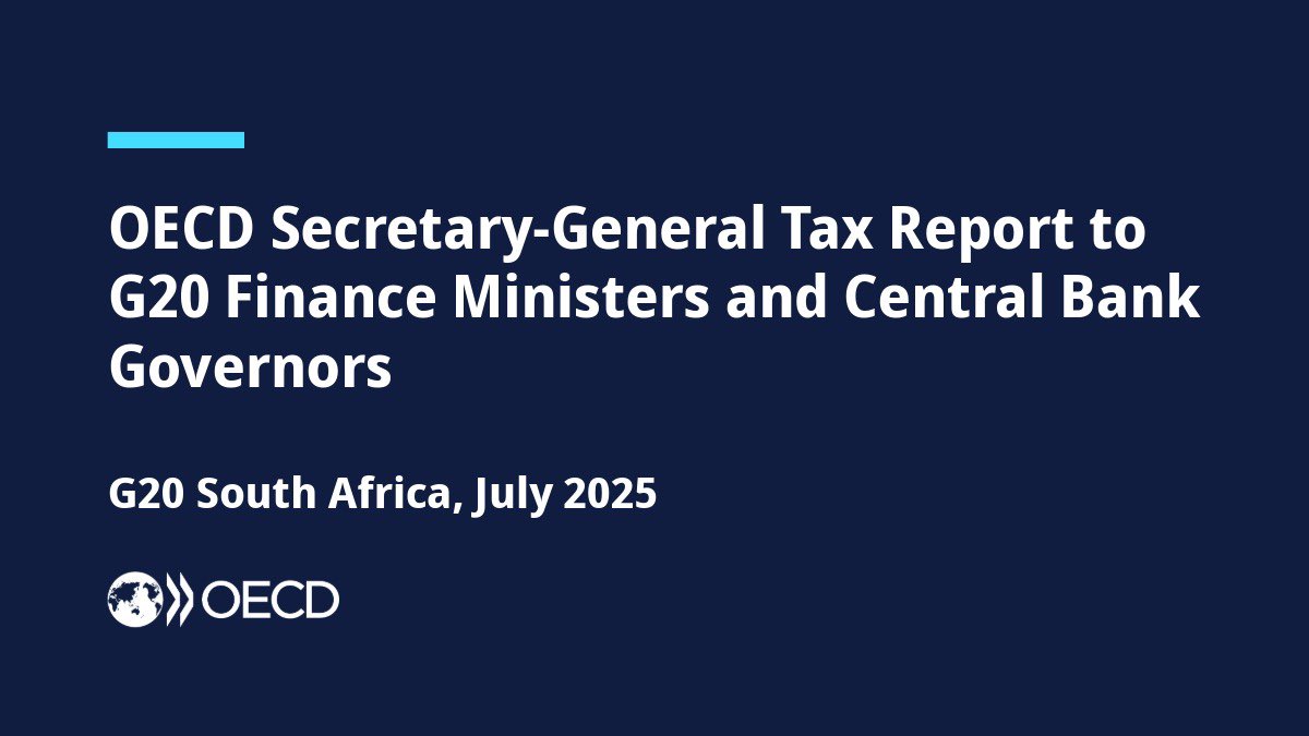 Mathias Cormann (@mathiascormann) on Twitter photo My latest tax report to the <a href="/g20org/">G20 South Africa</a> Finance Ministers and Central Bank Governors covers OECD support for #G20 initiatives.
Explore the full insights here: oe.cd/689 My latest tax report to the <a href="/g20org/">G20 South Africa</a> Finance Ministers and Central Bank Governors covers OECD support for #G20 initiatives.
Explore the full insights here: oe.cd/689