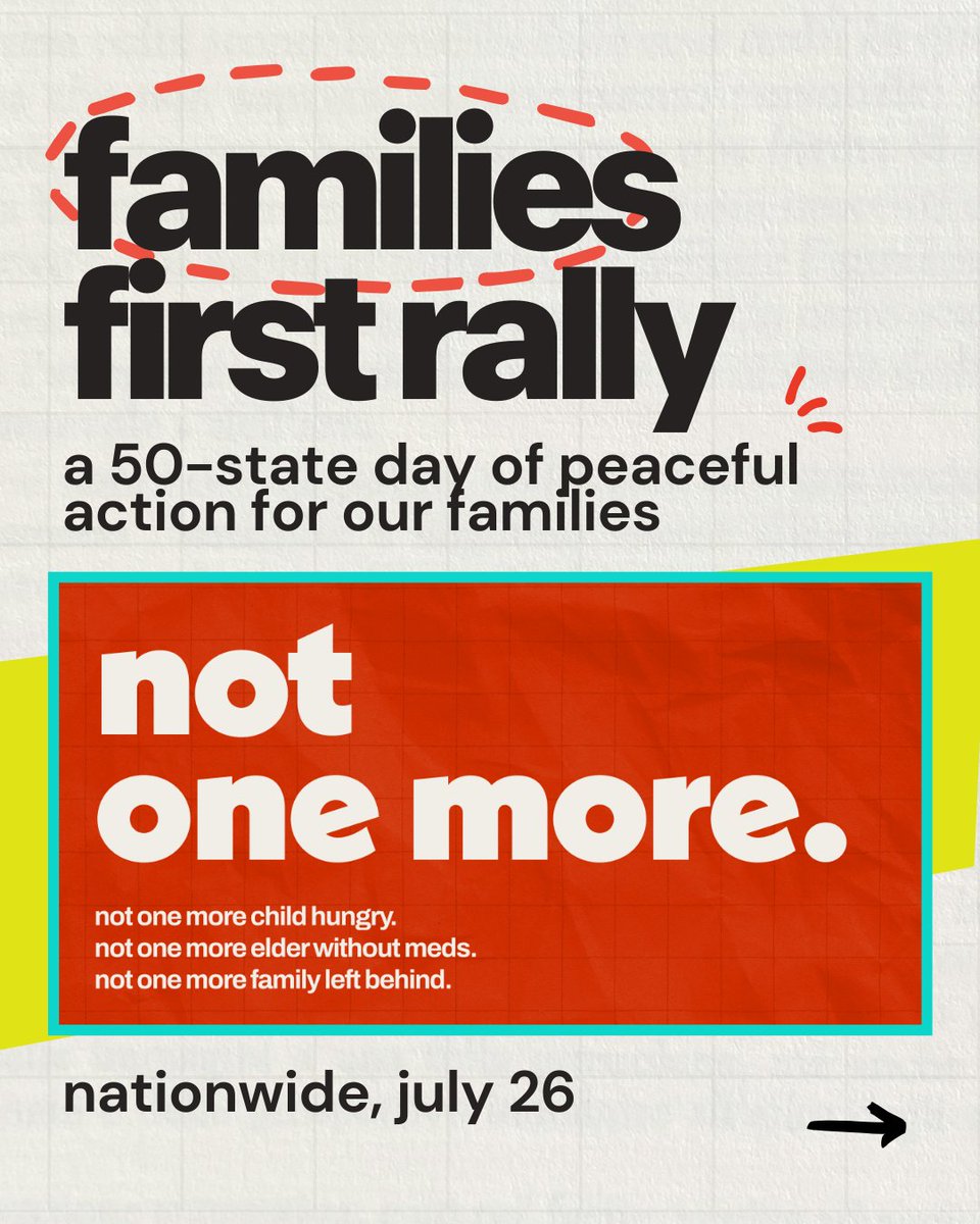 CaringAcrossGen's tweet image. Join us and our partners for a #FamiliesFirst Day of Action across the country on July 26.
Together, we will put care over the cruel cuts and attacks on families that we’re seeing from Congress and the White House.
Find out more: familiesfirstnow.org
#NotOneMore