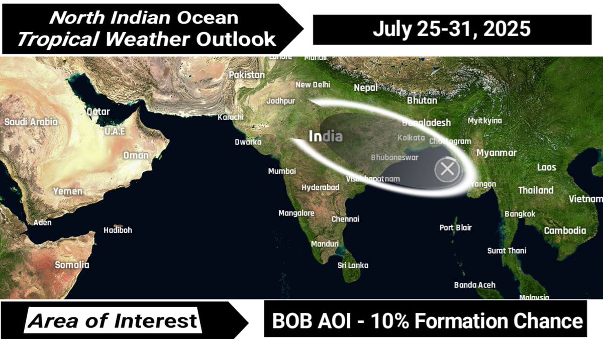 CycloneAnalyser's tweet photo. Weekly #TWO
#LD01 over central #India intensified slightly while dumped extremely heavy rainfall of 250 mm.Its expected to move west &amp; absorbed by the seasonal low this weekend. 
A new low may develop over head bay next weekend, however its unlikely to intensify further due to 👇 https://t.co/Ob0zdt7MZU