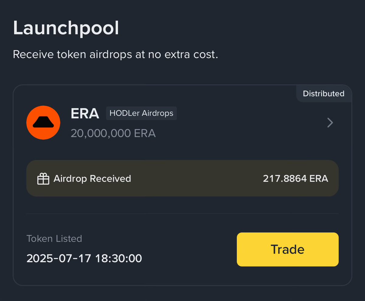 kivancozbilgic's tweet photo. 🍀Bugün yine sadece $BNB taşıdığım için yeni listelenen $ERA (@Calderaxyz) ücretsiz olarak hesabıma geçmiş.

Bu #BNB başına 1.16 $ERA temettü demek oluyor yaklaşık olarak. 🪂
Zaten faizde yatan BNB’den gelen bedava para sonuçta 💰 https://t.co/hJntE4iTLZ