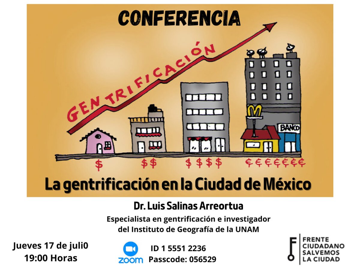 Invitados el día de hoy a la Conferencia "La gentrificación en la Ciudad de México", con uno de los expertos en México. HOY a las 19 horas. <a href="/IztacalcoFA/">Foro de Analisis Iztacalco</a> <a href="/Seg_NapolesDF/">Seguridad NapolesDF</a> <a href="/LaRomaDF/">Colonia Roma 🚲</a> <a href="/Sandra_Romandia/">Sandra Romandía</a> <a href="/RomaenRebeldia/">RomaenRebeldía</a> <a href="/VillaDeCortesBJ/">Villa de Cortés 🌳🌲🌴🍃💧🚴🍉</a> <a href="/VidaCondesa/">Condesa & Roma Norte</a> <a href="/pzaluiscabrera/">Plaza Luis Cabrera</a>